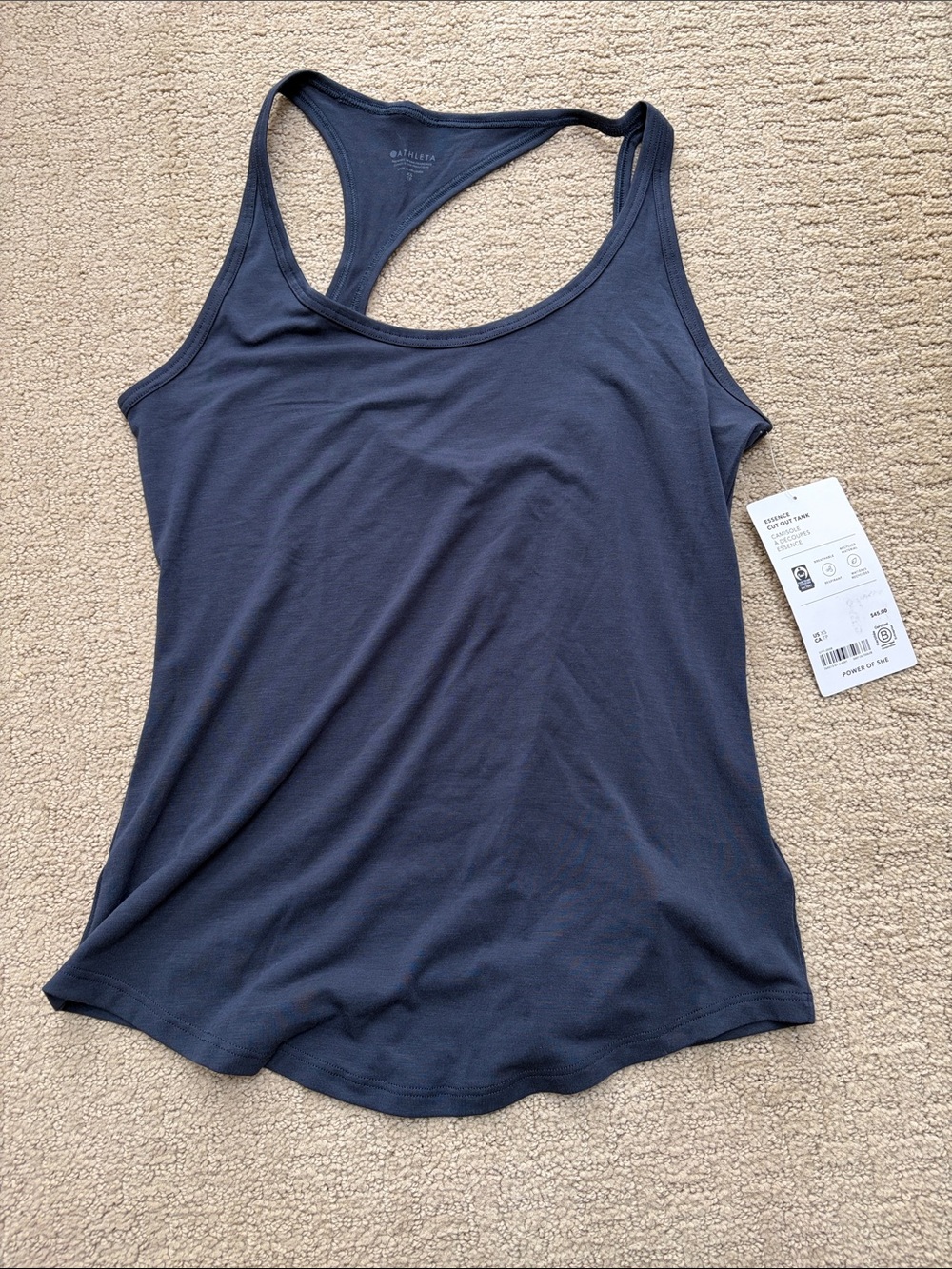 Athleta essence cut out too Navy Racerback Tank asymmetrical XS new NWT blue